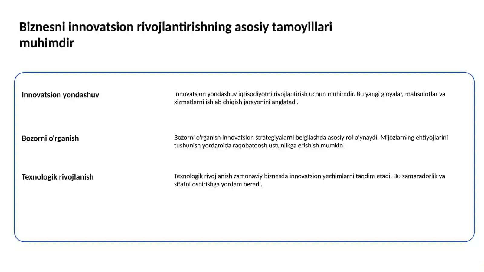 Biznesni innovatsion rivojlantirish va investitsiyalashning nazariy asoslari 2