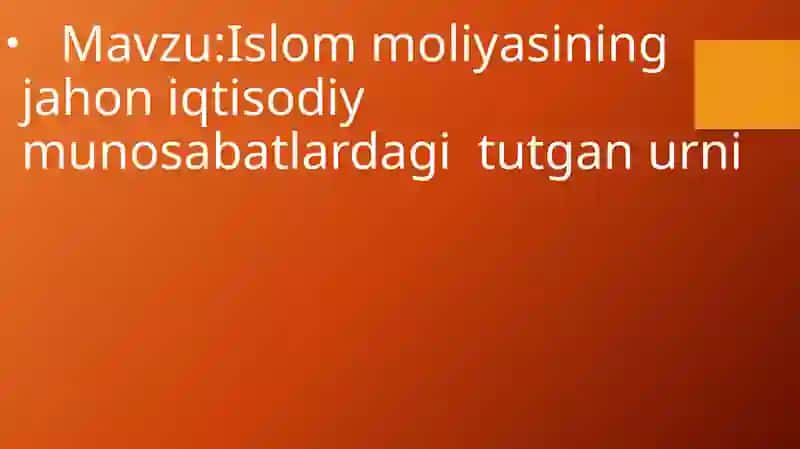 Islom moliyasi fani 2