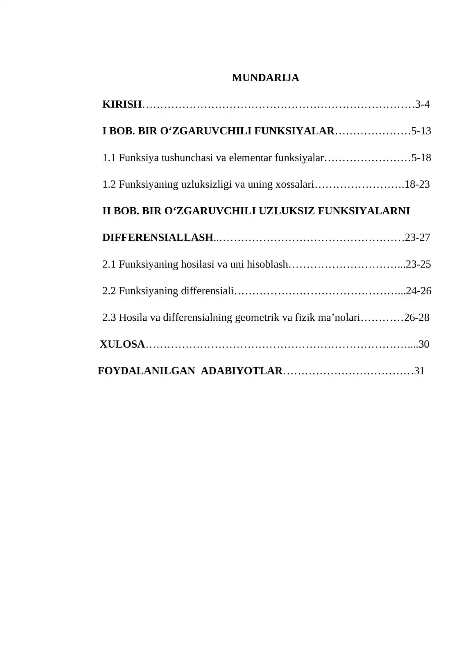 Bir o‘zgaruvchili funksiya hosilasi va differensiali 2