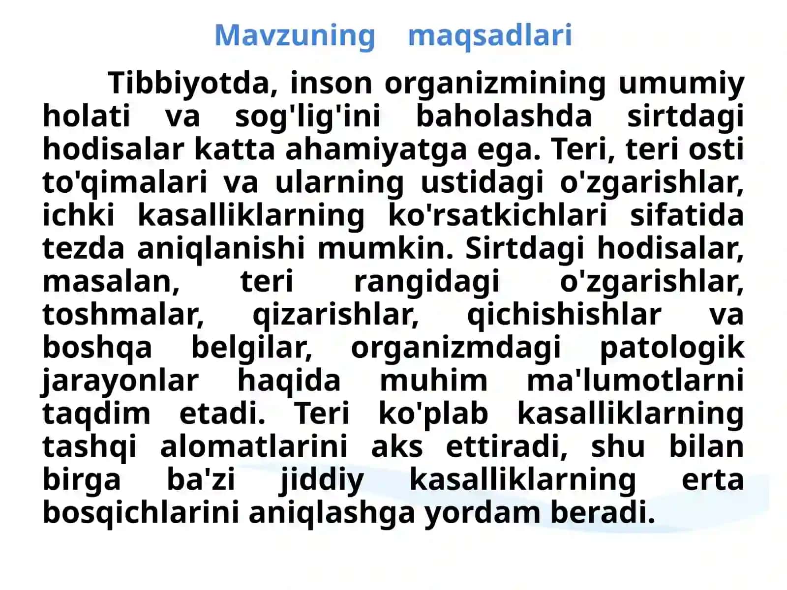 Sirt hodisalarining tibbiyotdagi ahamiyati 2