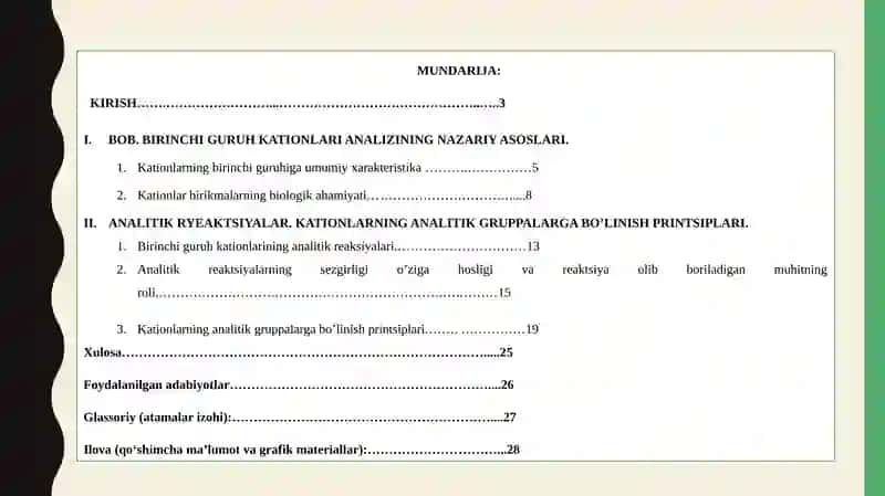 BIRINCHI ANALITIK GURUH KATIONLARI 2