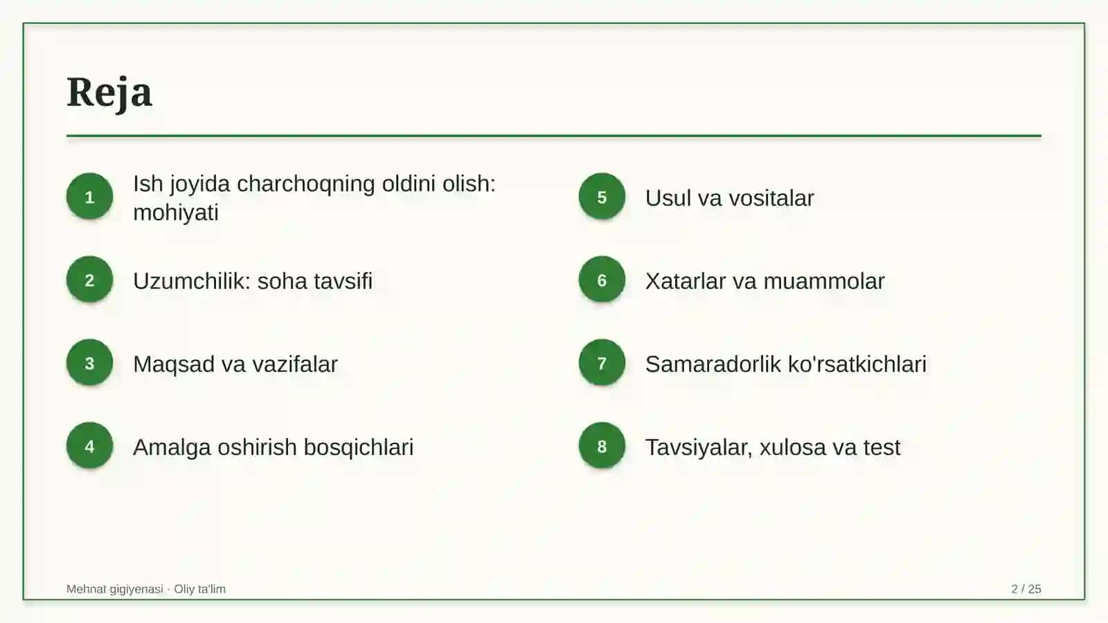 uzumchilikda ish joyida charchoqning oldini olish 7299 2