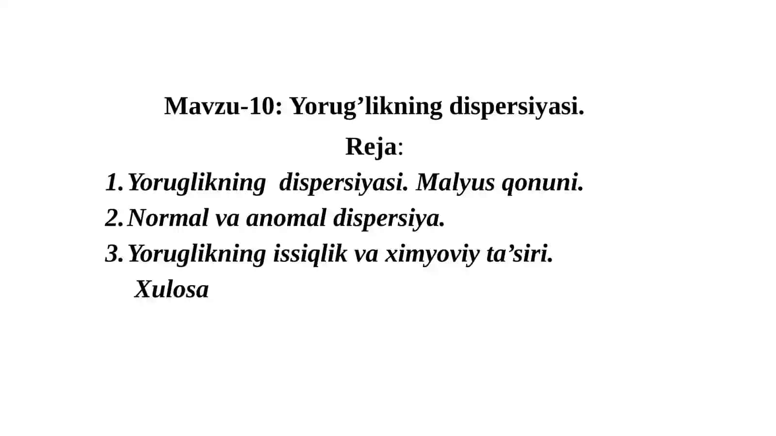 Yorug’likning dispersiyasi 2
