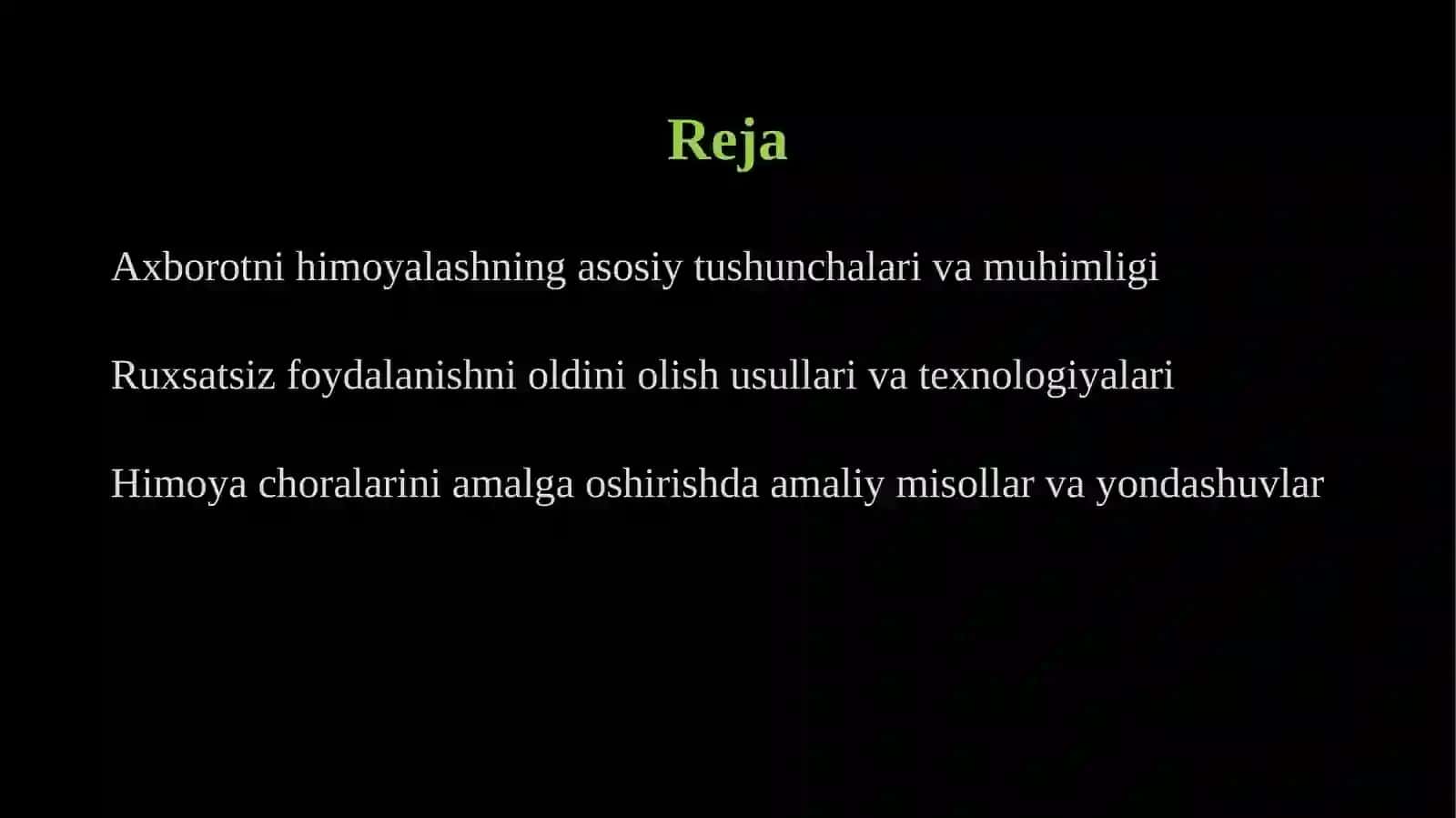 Axborotni ruxsatsiz foydalanishlardan himoyalash 2