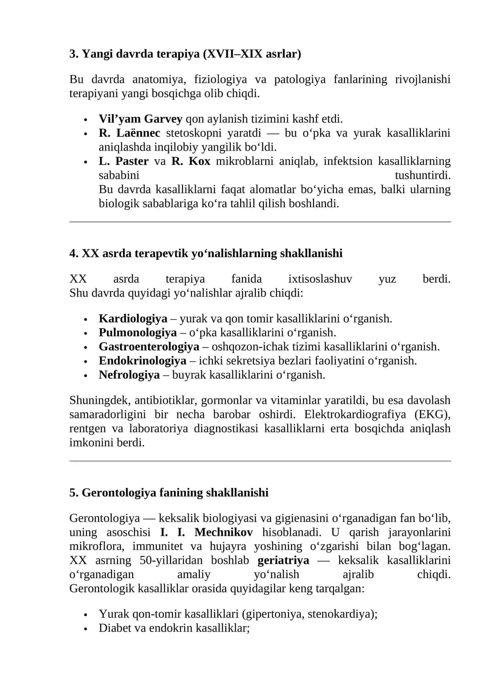 Terapevtik va gerontologik kasalliklarning rivojlanish tarixi 2