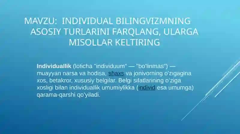 Individuallikning asosiy turlari 2