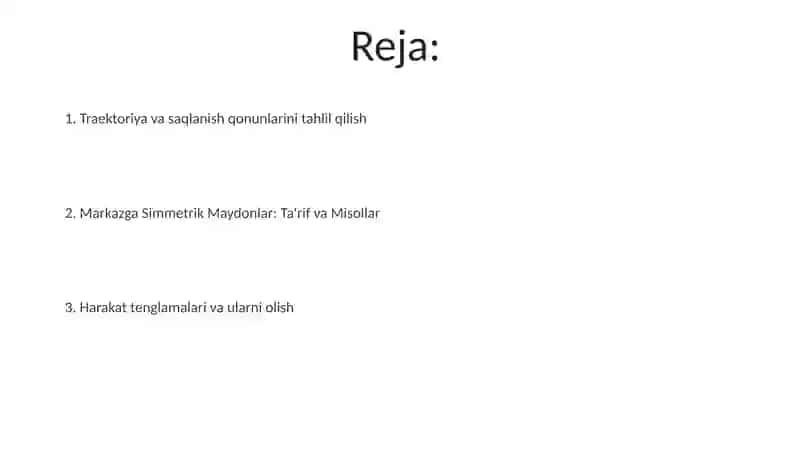 Markaziy simmetrik maydonda nuqta harakat 2