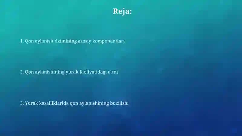 Yurakning qon tizimidagi o'rni 2