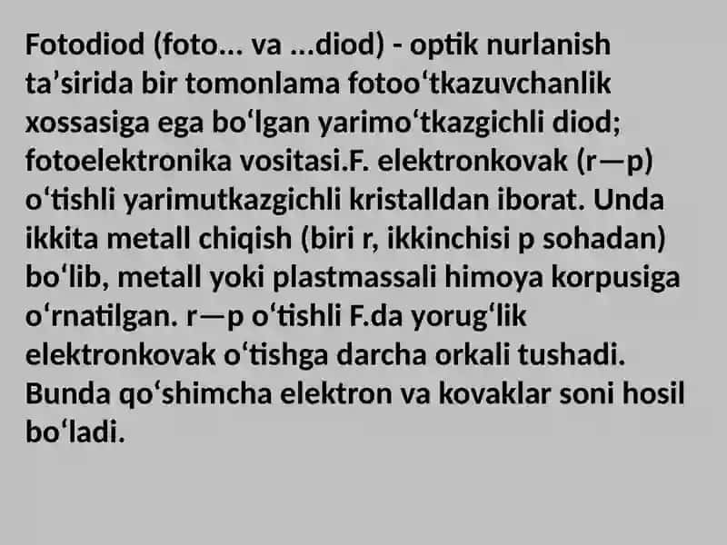 Fotodiodlar va ularning qo'llanilishi 2