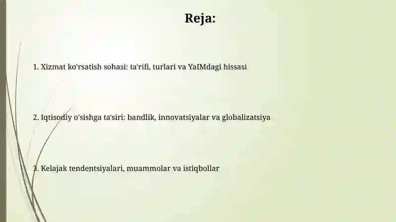 Xizmat ko'rsatish sohasi 2