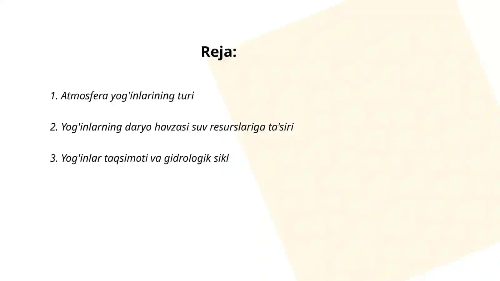 Atmosfera yog'inlarining daryo havzasi bo'yicha taqsimkanishi 2