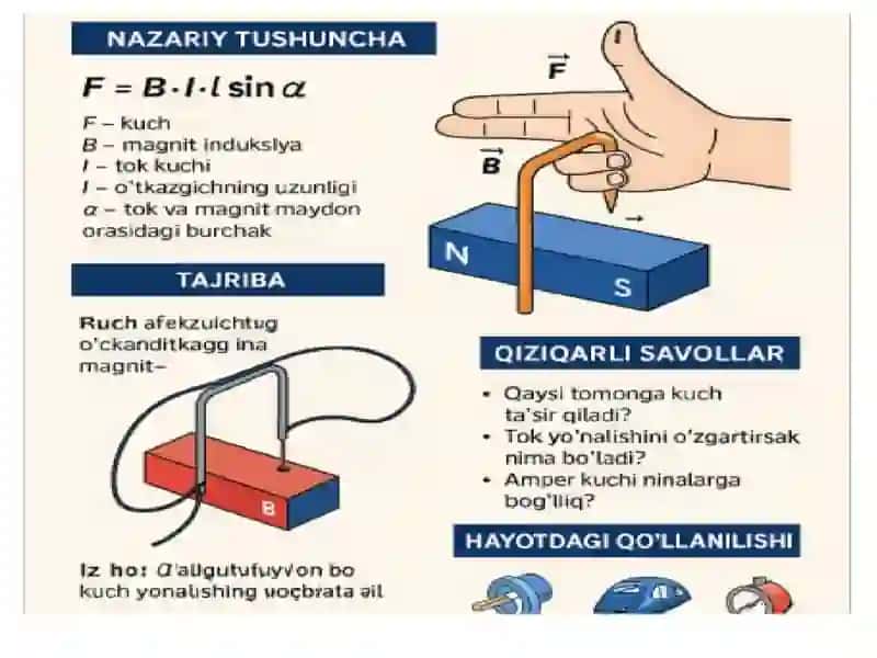 Magnit maydonning tokli o'tkazgichga ta'siri 2