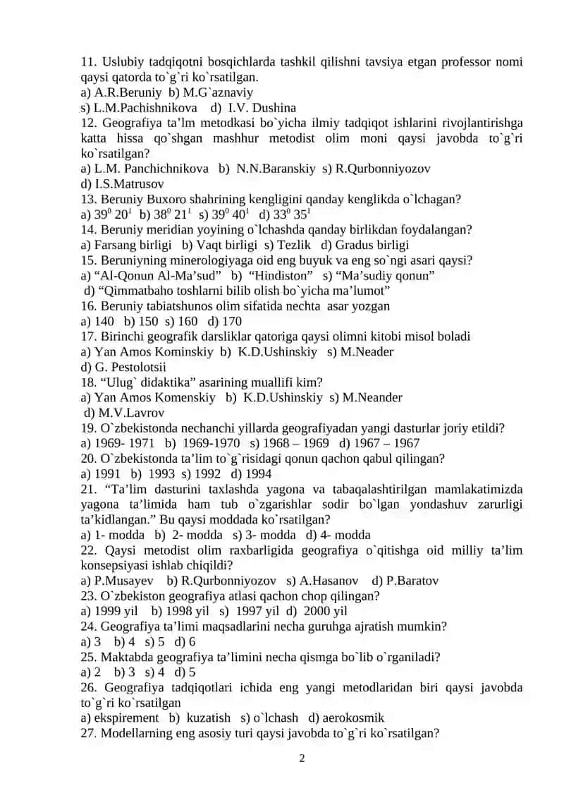 GEORAFIYA O`QITISH METODIKASI 2