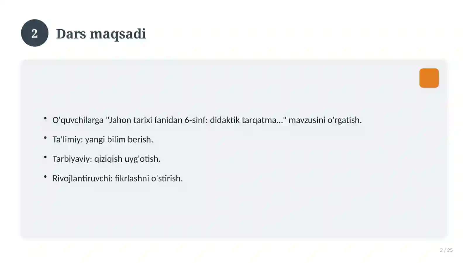 Jahon tarixi fanidan 6-sinf: didaktik tarqatma materiallar 2