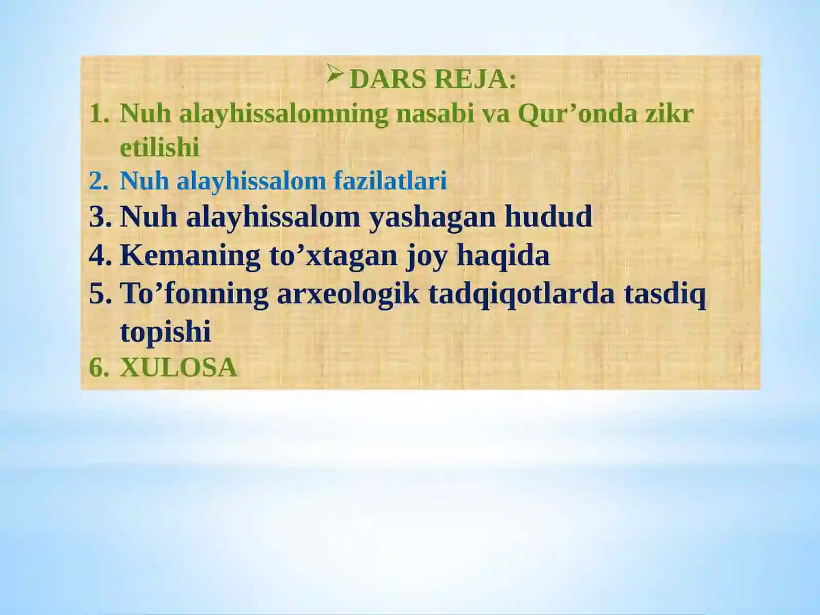 “QUR’ONDAGI TARIXIY VOQEALAR GEOGRAFIYASI”Fanidan 2