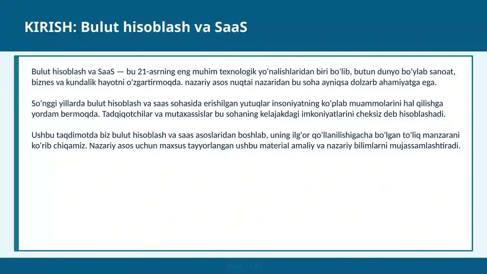 Bulut Hisoblash va SaaS 2