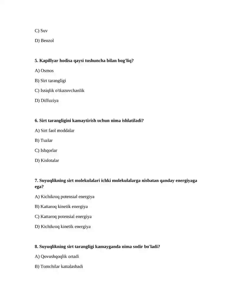 Suyuqlikning sirt tarangligi 2