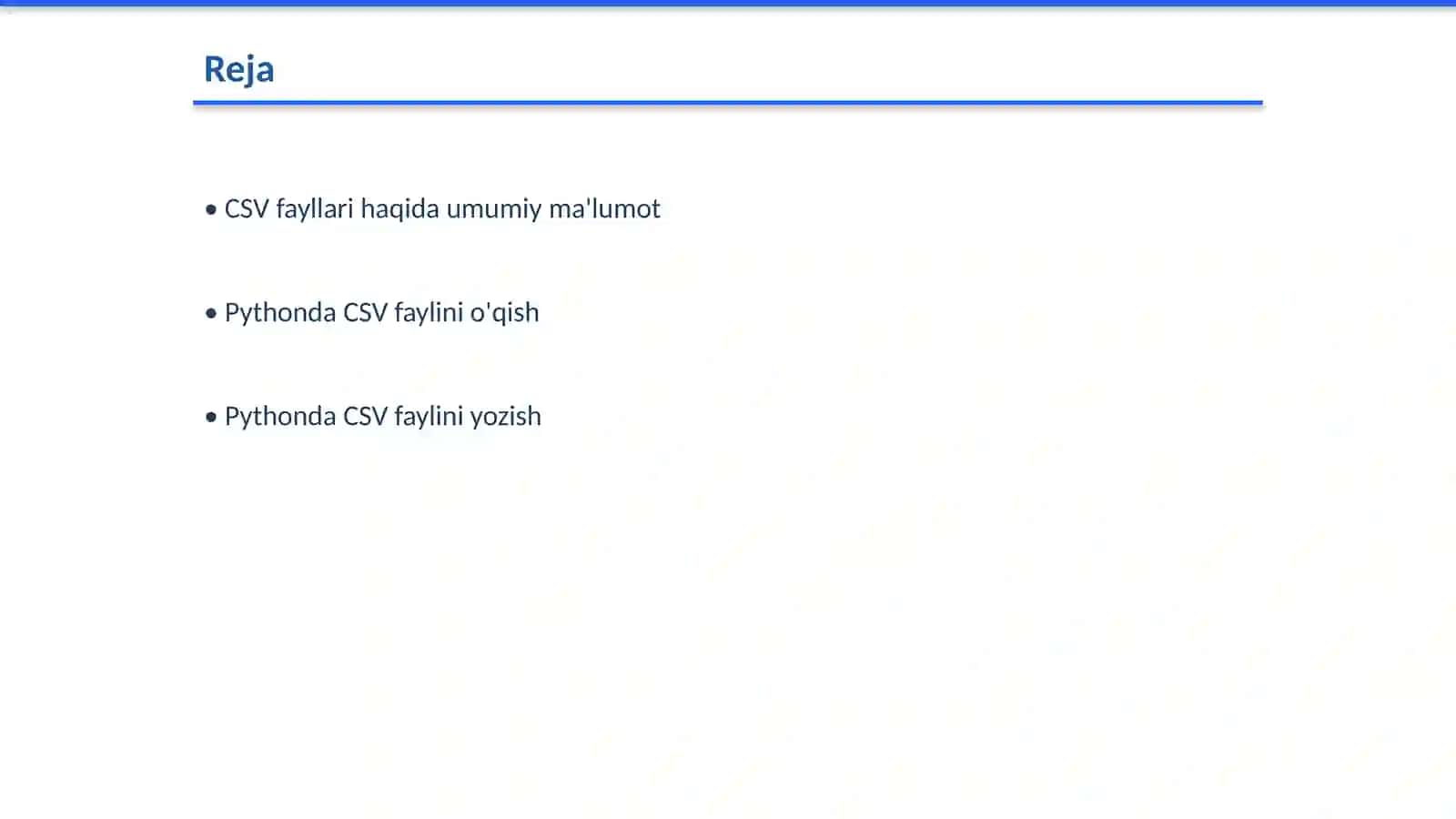 Pythonda CSV fayllari bilan ishlash 2