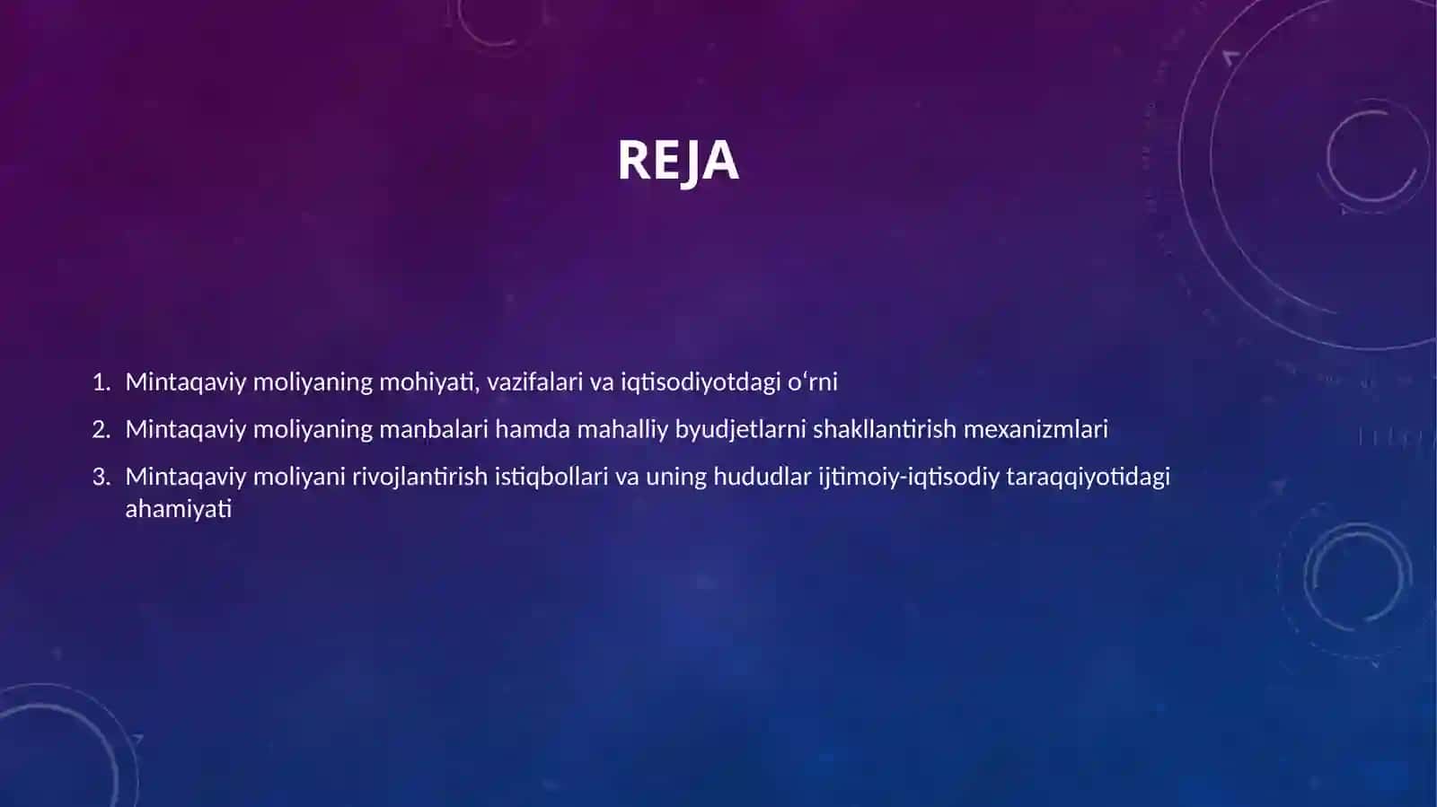 Mintaqaviy moliya 2