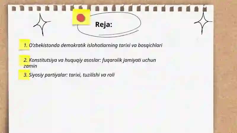 Oʻzbekistonda demokratik islohotlarning tarixi va bosqichlari 2
