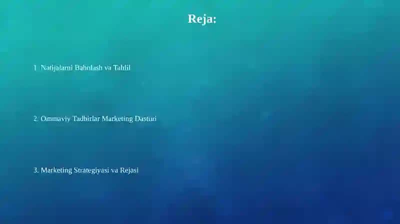 Ommaviy tadbirlarning marketing dasturi 2