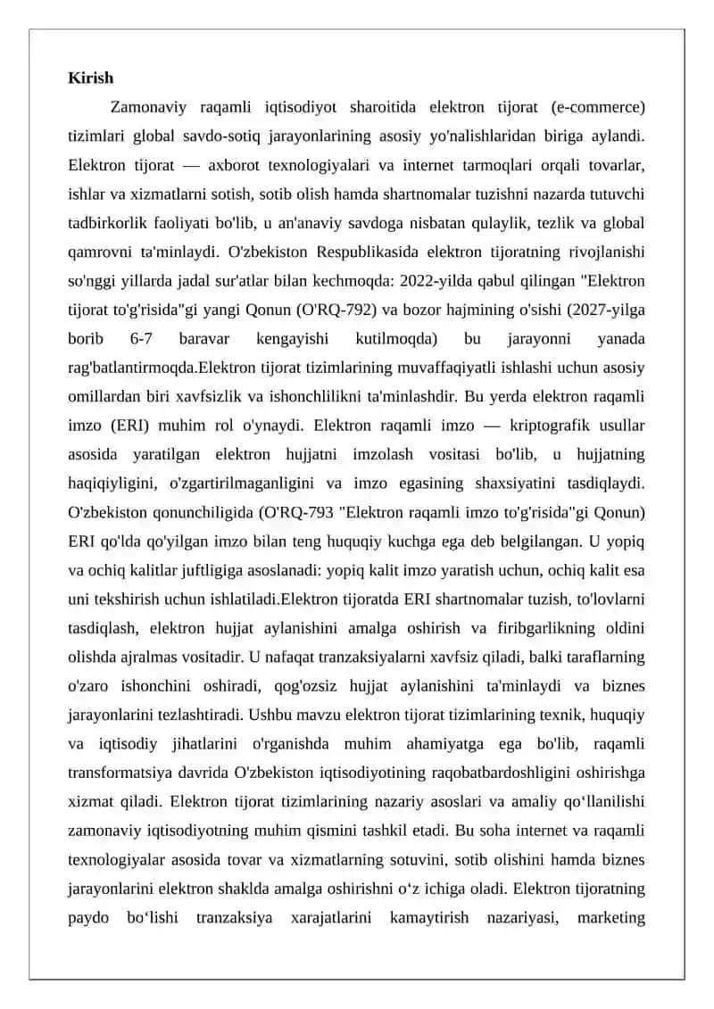 Elektron tijorat tizimlari va elektron raqamli imzo 2
