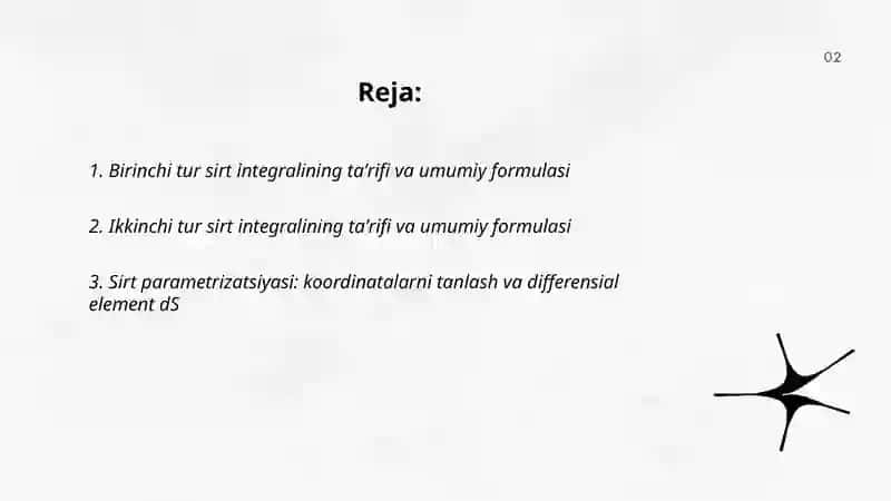 Birinchi va ikkinchi tur sirt integrallarini hisoblashga doir mashqlar 2
