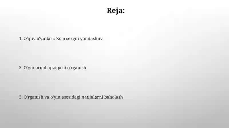 O'quv o'yinlari va o'quv dasturi 2