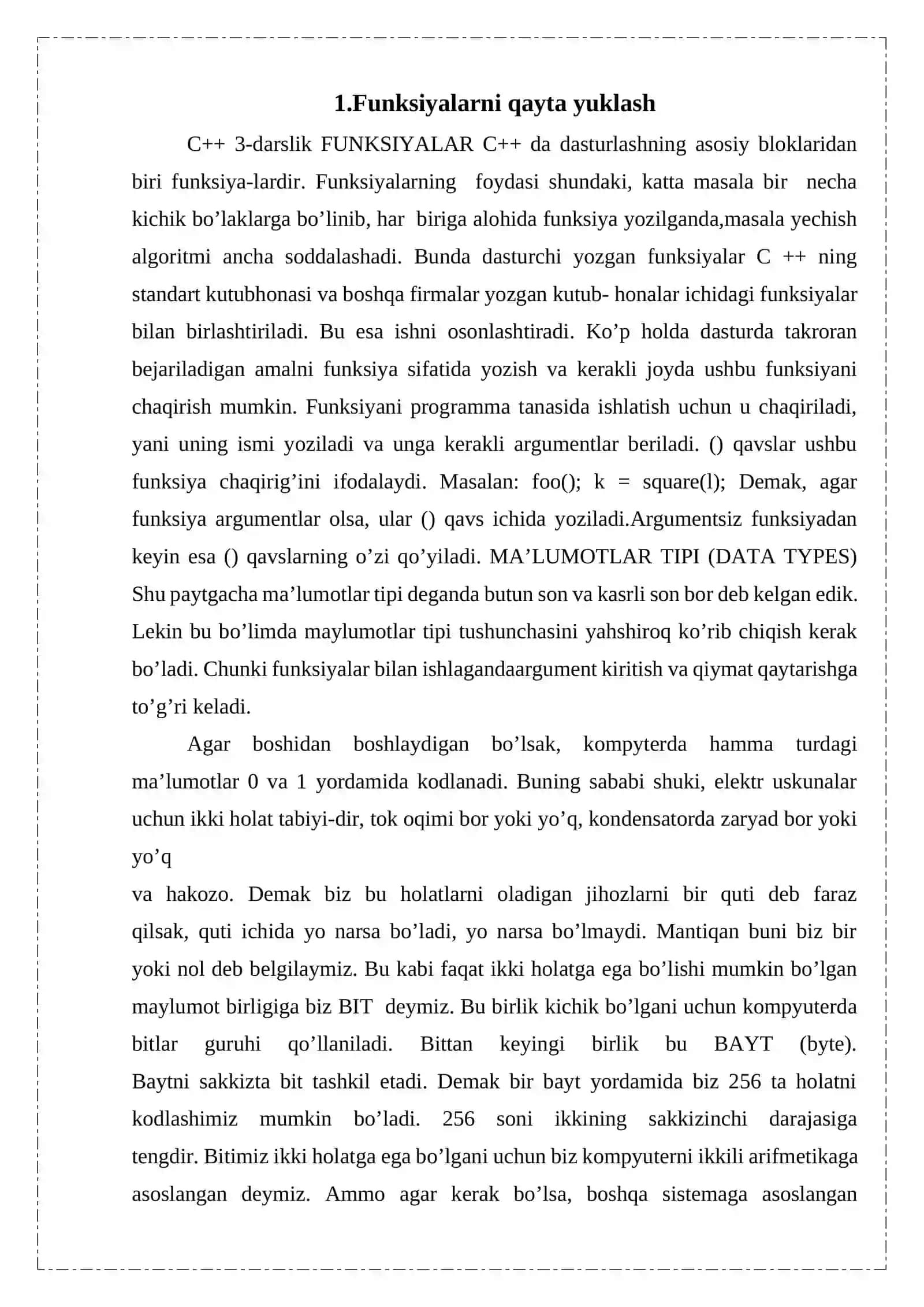 Funksiyalarni qayta yuklash 2