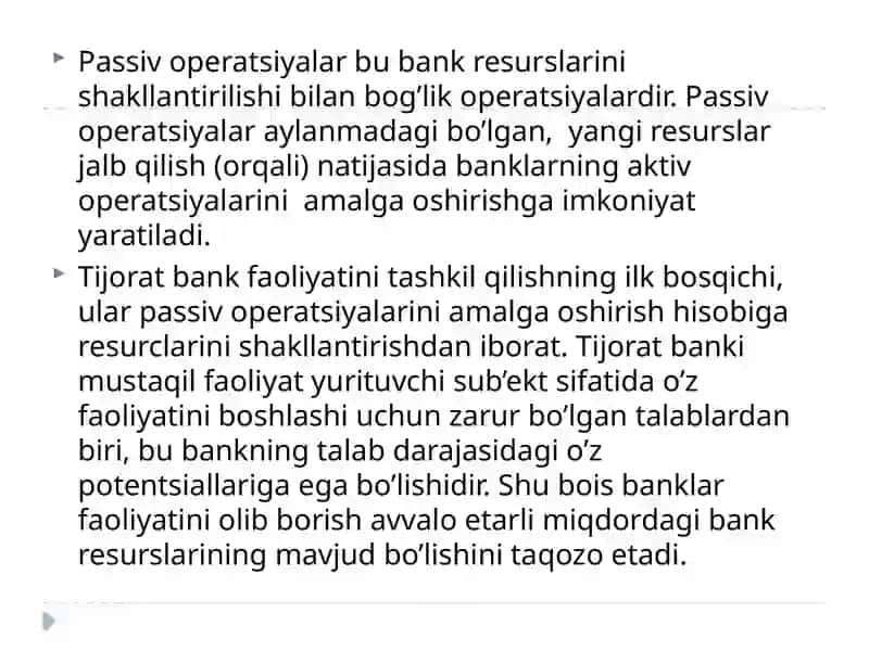 Tijoratbanklarning operatsiyalari 2