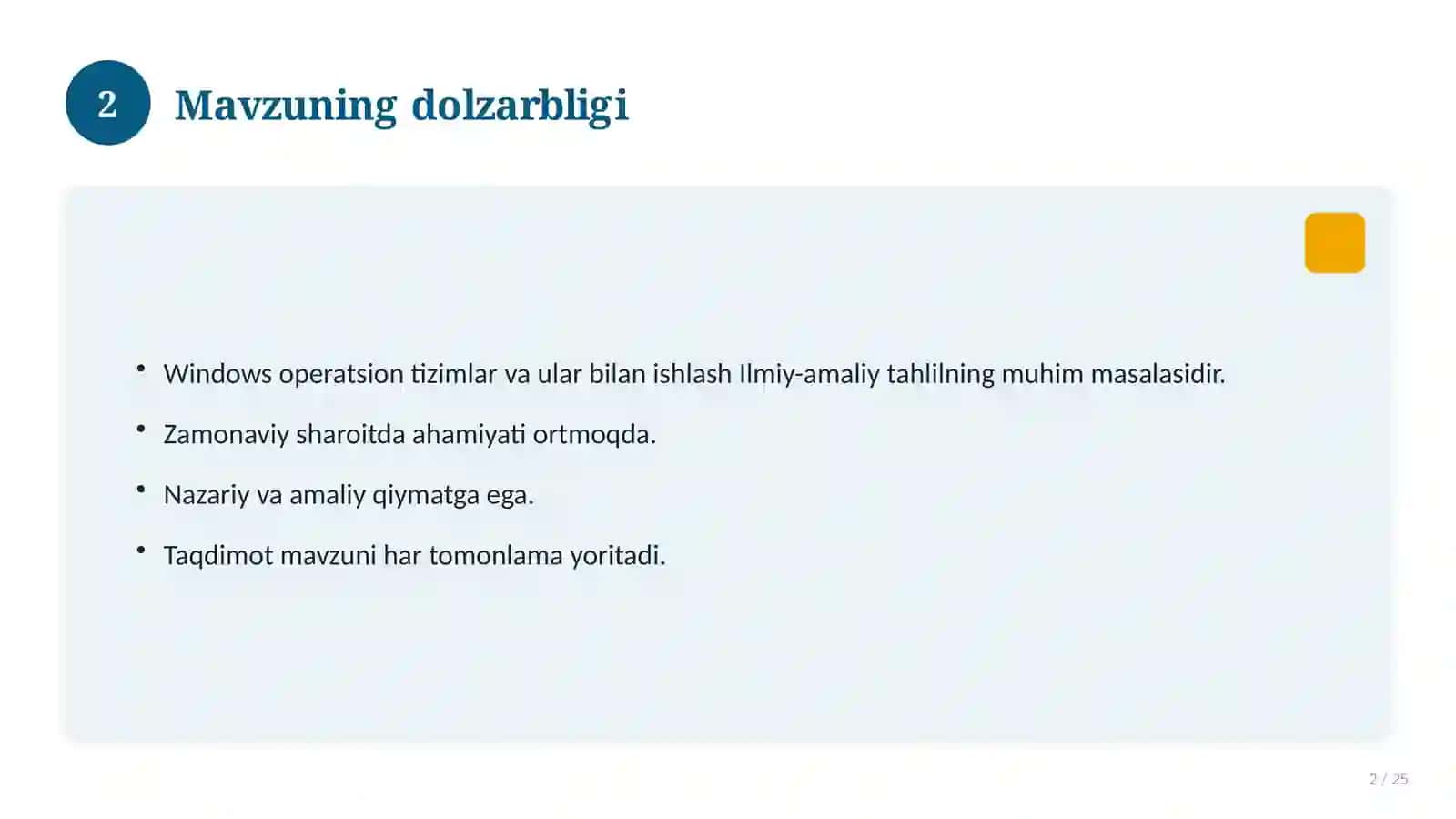 Windows operatsion tizimlar va ular bilan ishlash 2