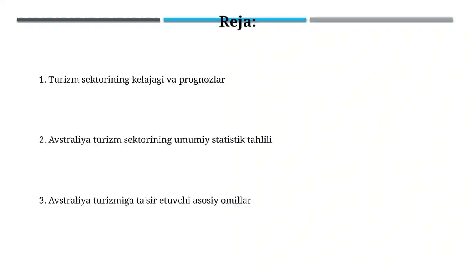 Avstraliya turizm sohasidagi statistik tahlili 2