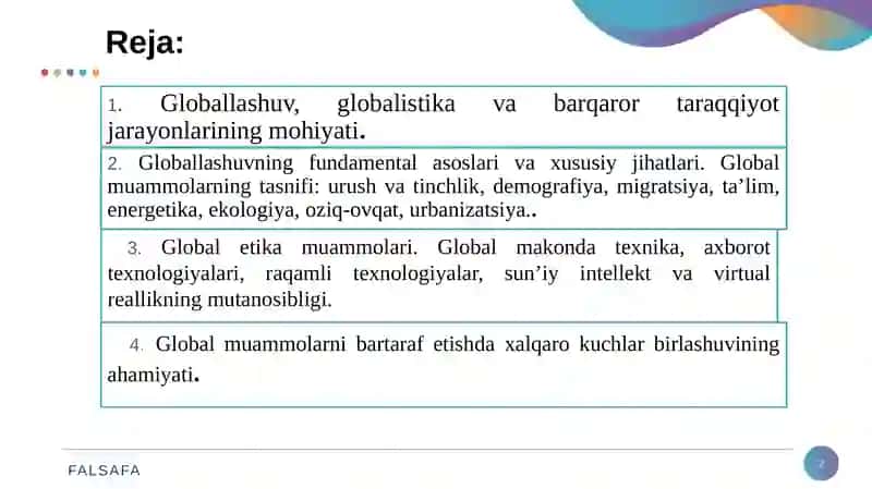 Global jarayonlar va barqaror taraqqiyot falsafasi 2