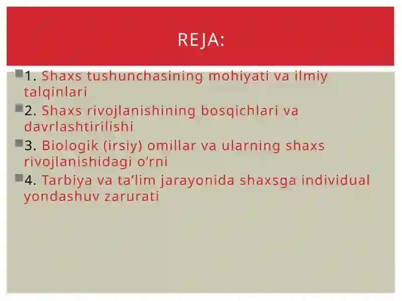 Shaxstushunchasi va shaxsning rivojlanishi 2