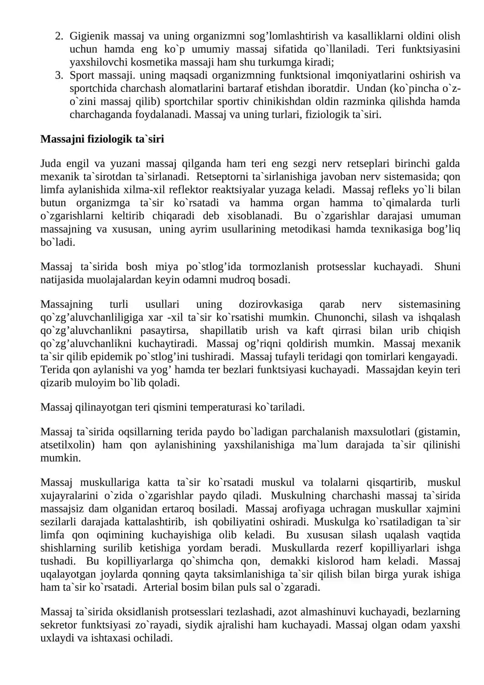 Uqalash (massaj) muolajalari 2