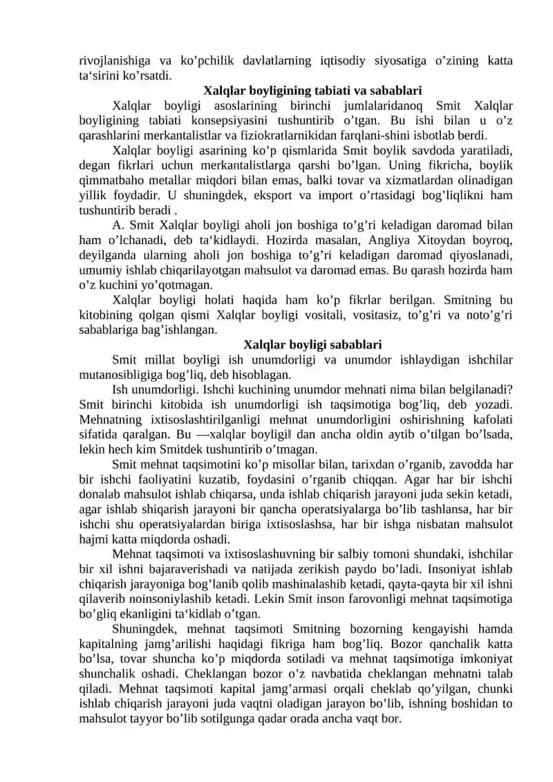 Adam Smitning iqtisodiy qarashlari 2