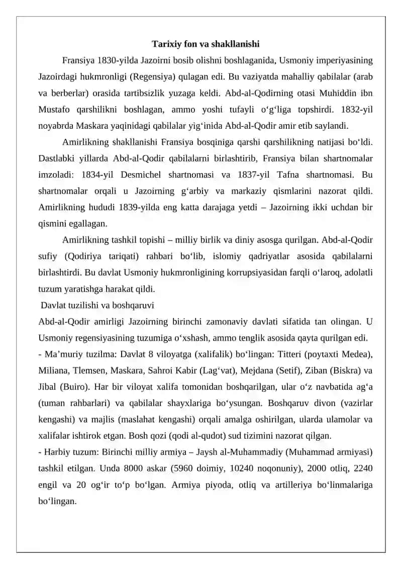 Abd-al-Qodir davlati ma’lumotnoma 2