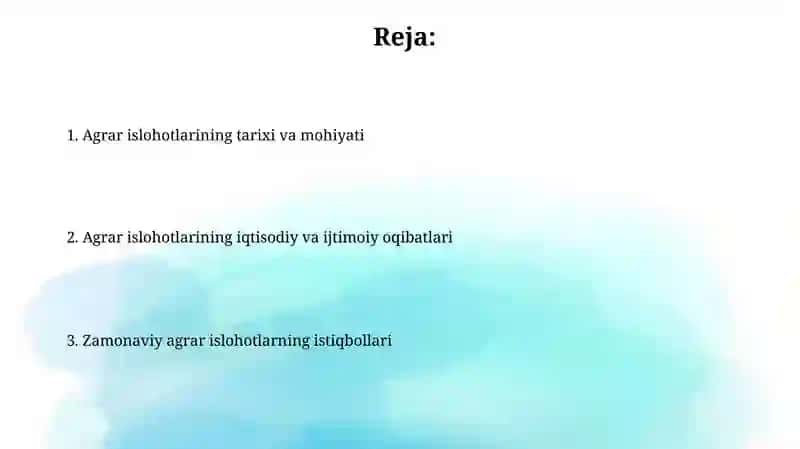 Agrar islohotlar 2