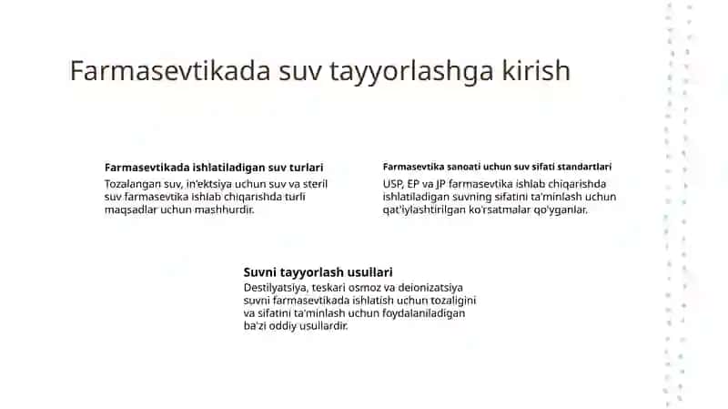 Farmasevtikada suv tayyorlash 2
