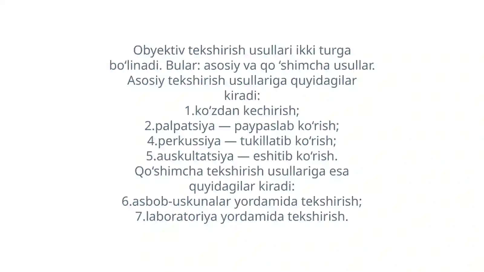 Bemorlarni umumiy ko'zdan kechirish 2