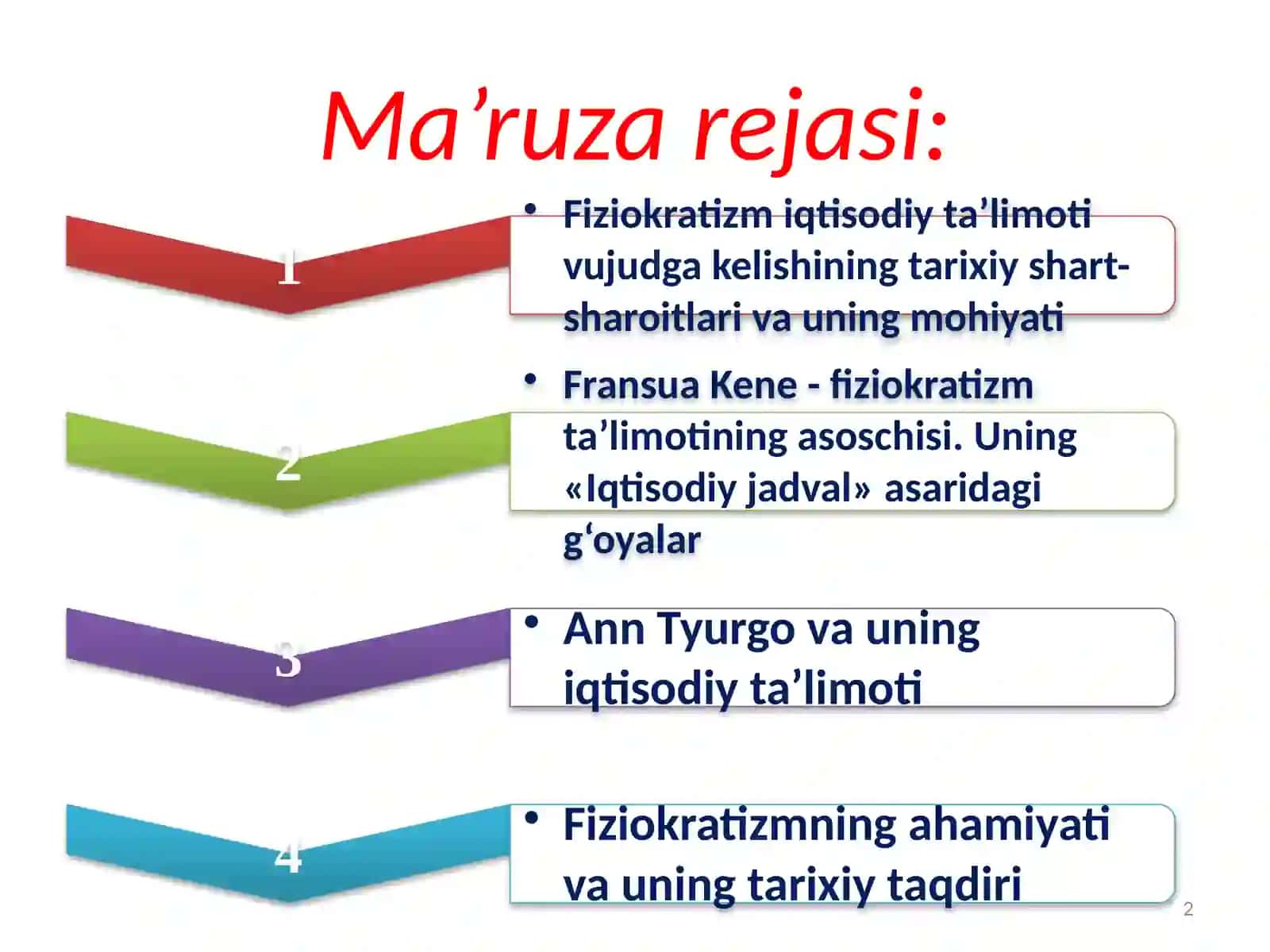 Fransiyada fiziokratlar maktabining shakllanishi va rivojlanishi 2