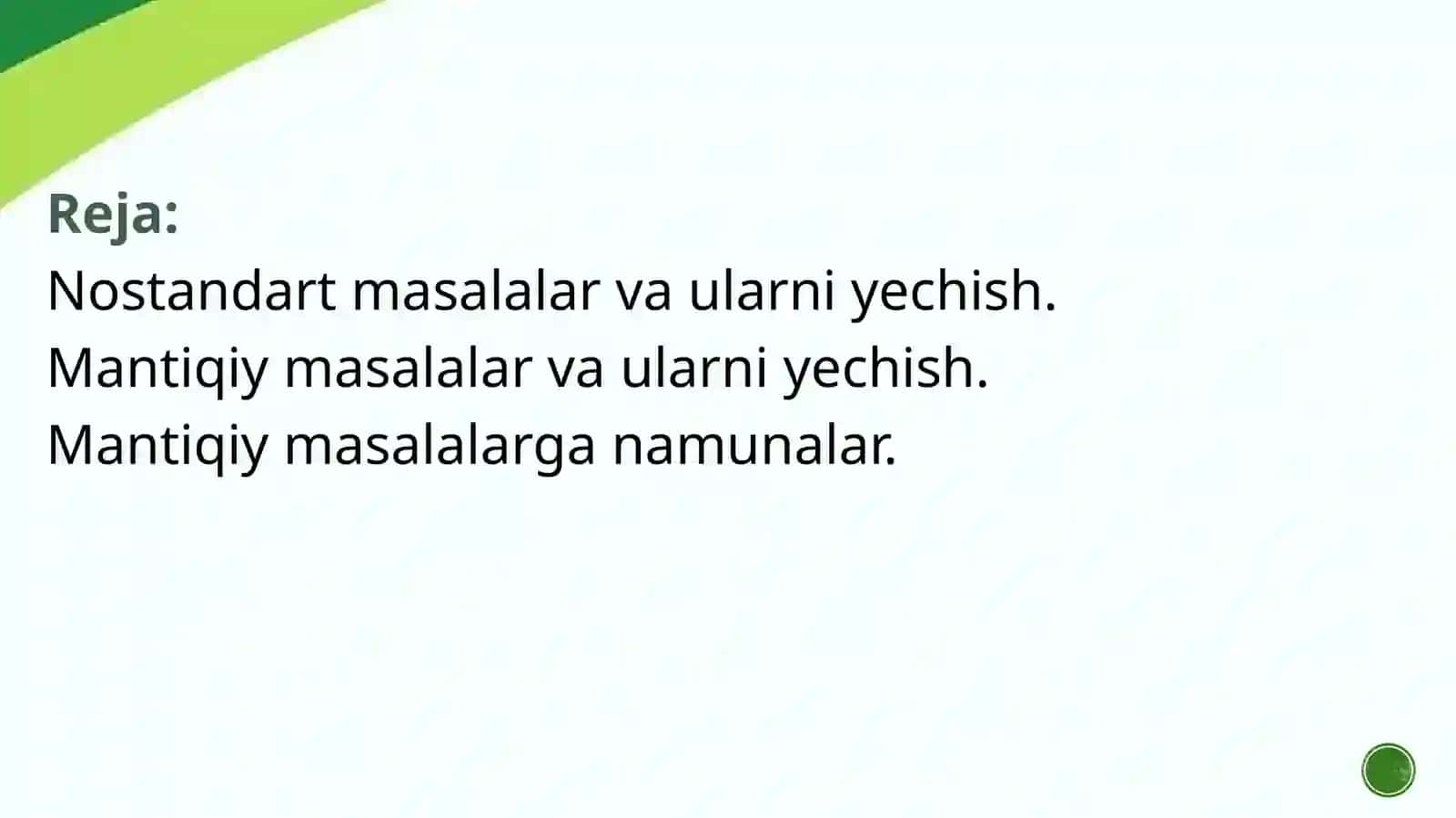 Nostandart va mantiqiy masalalar 2