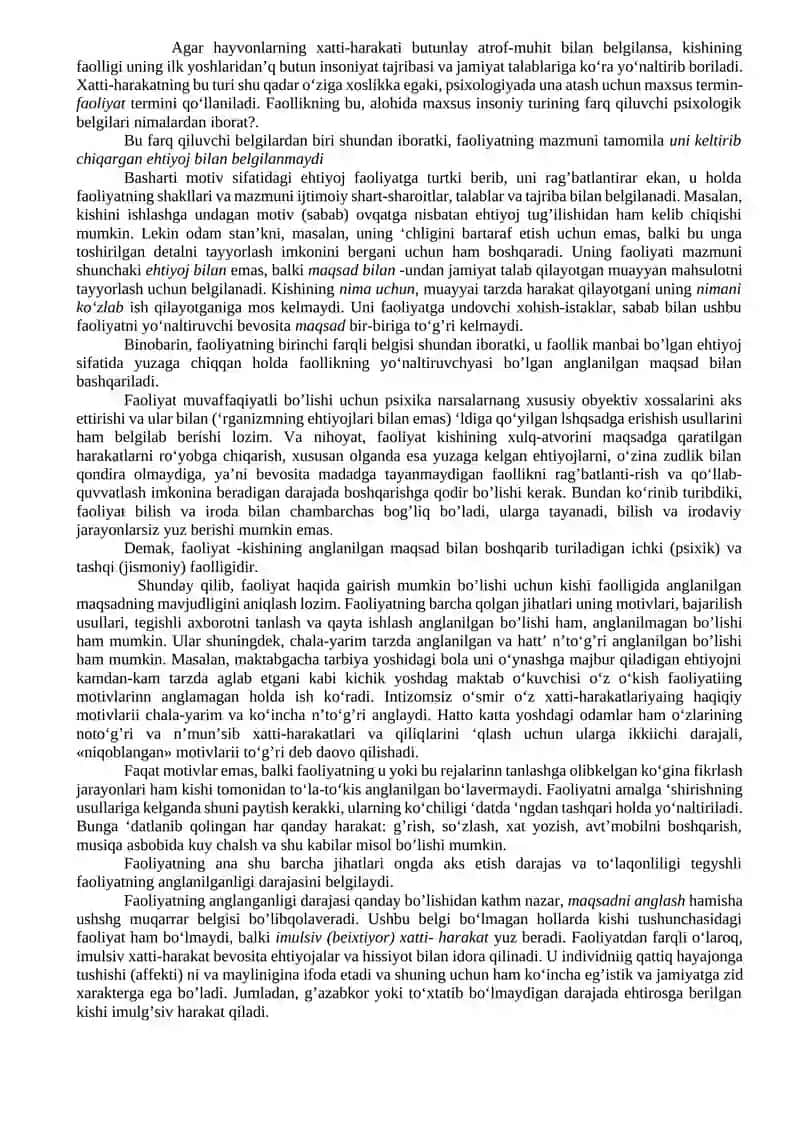 Faoliyat va motivatsiya 2