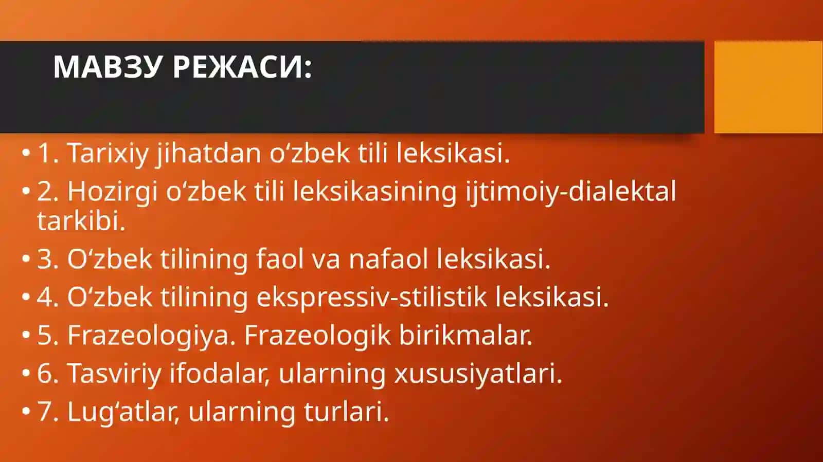 O‘ZBEK TILI LEKSIKASI 2