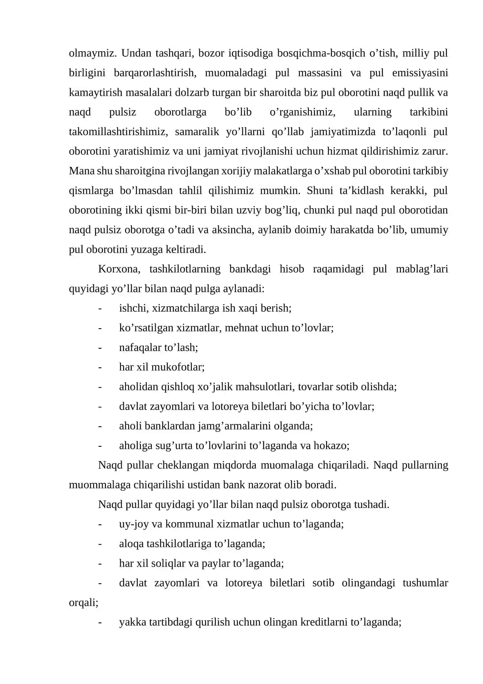 Naqd pul aylanmasi va uning xususiyatlari 2