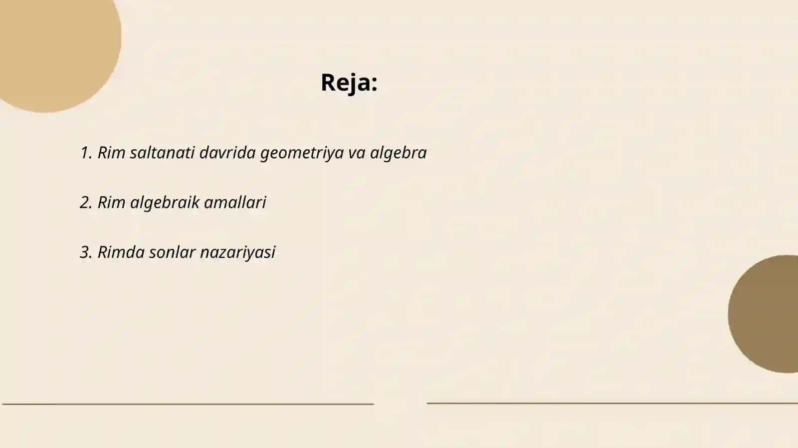 Rim saltanati davrida algebra va sonlar nazariyasi 2