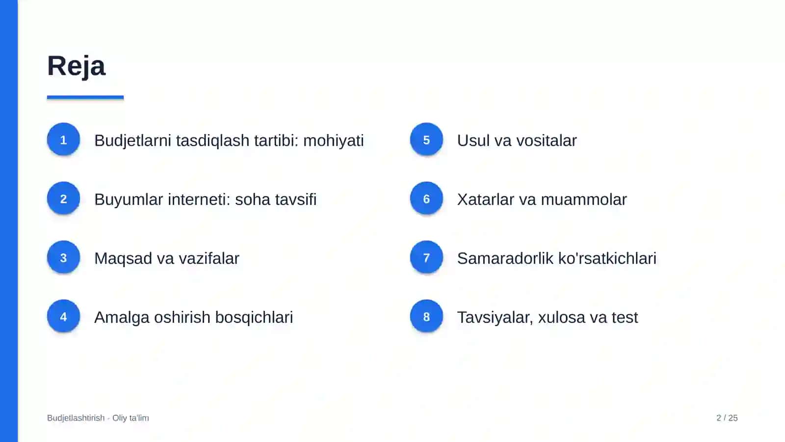 Budjetlashtirish · Oliy ta'lim 2