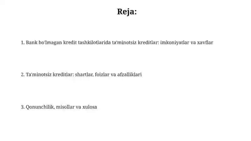 Ta'minotsiz kreditlar 2
