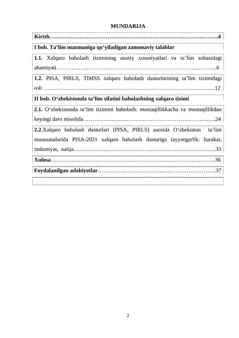 Ta’lim sifatini baholashning xalqaro tizimi 2