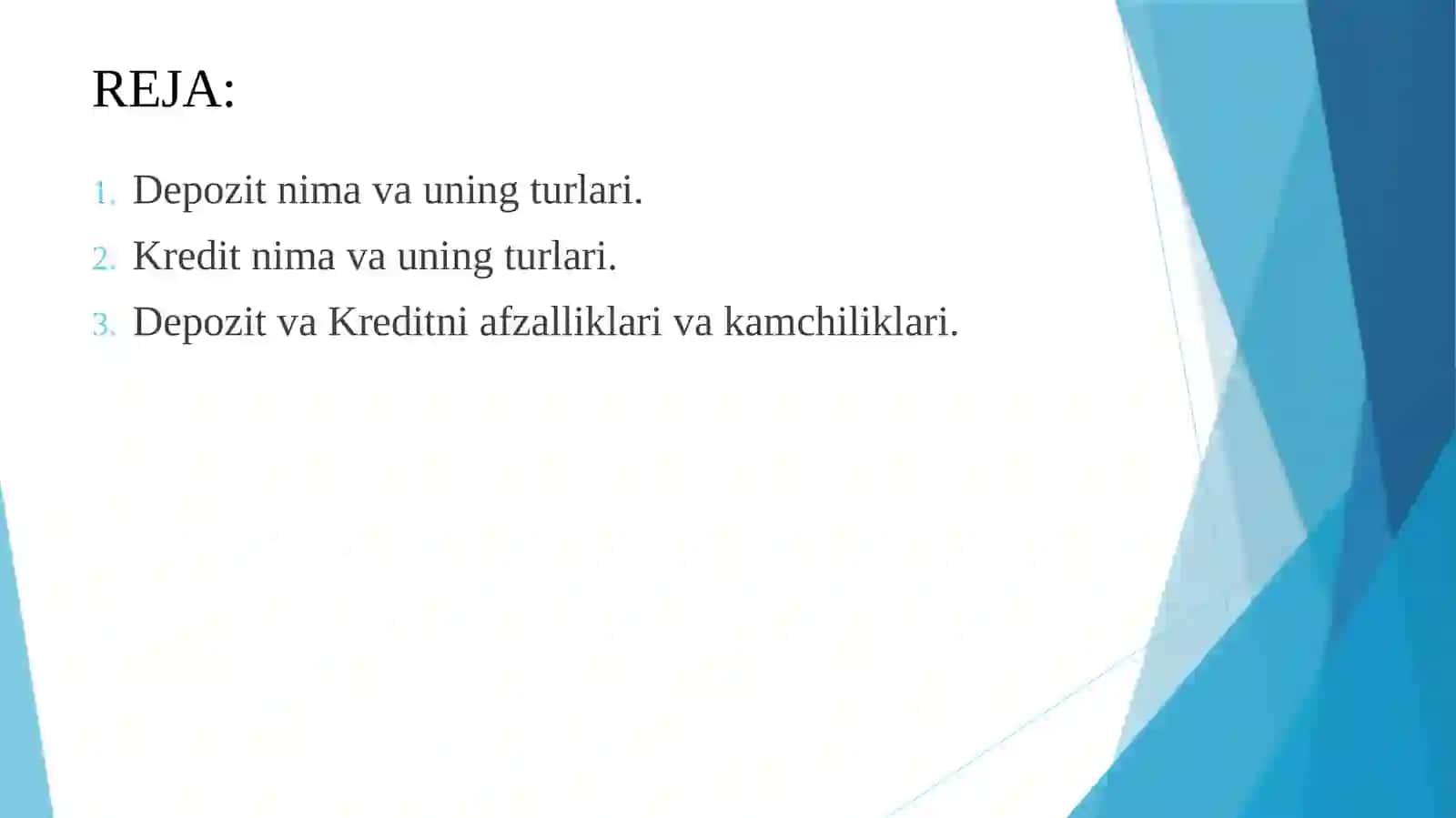 Depozit va Kredit tizimlari 2